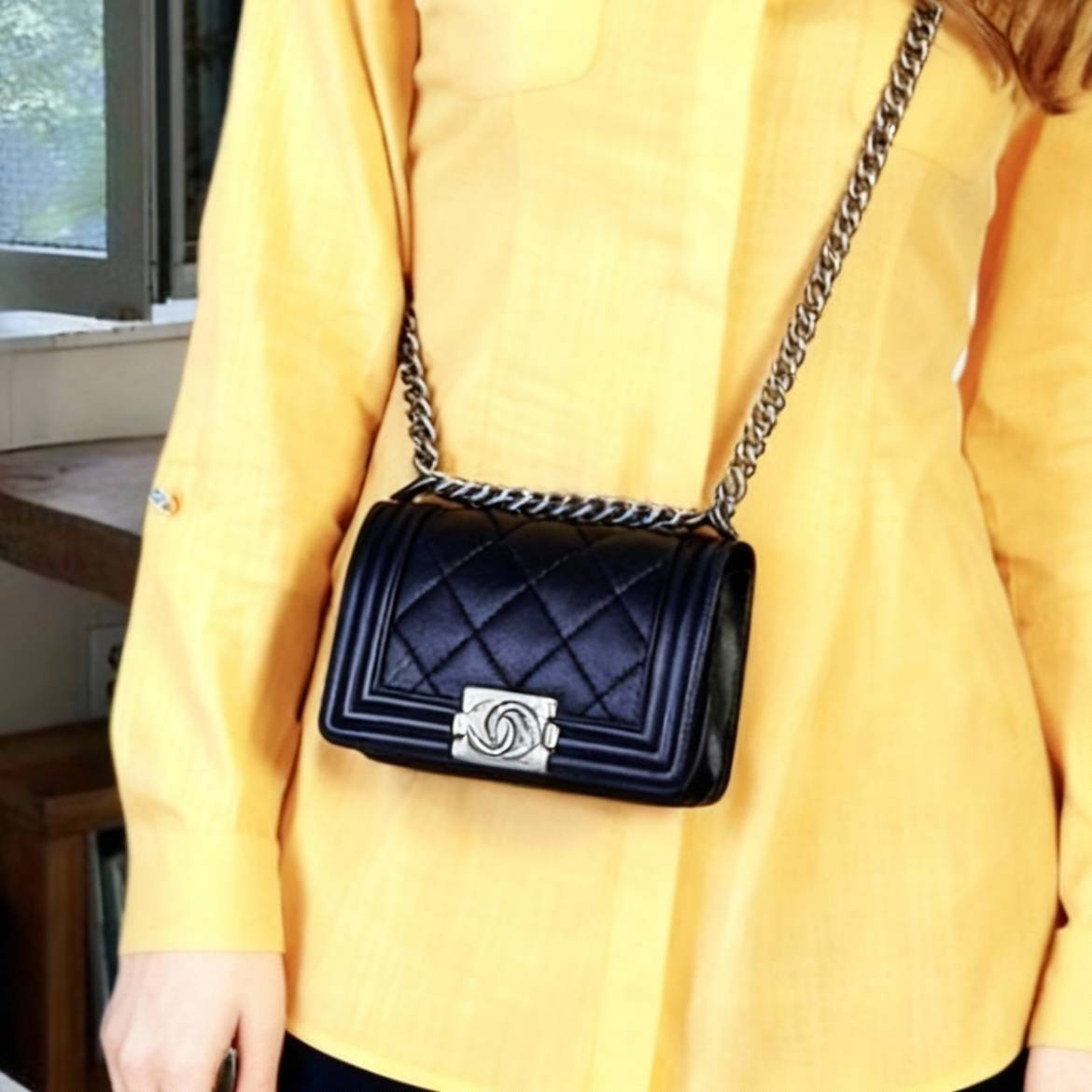 シャネル ボーイシャネル レザー チェーン ショルダーバッグ