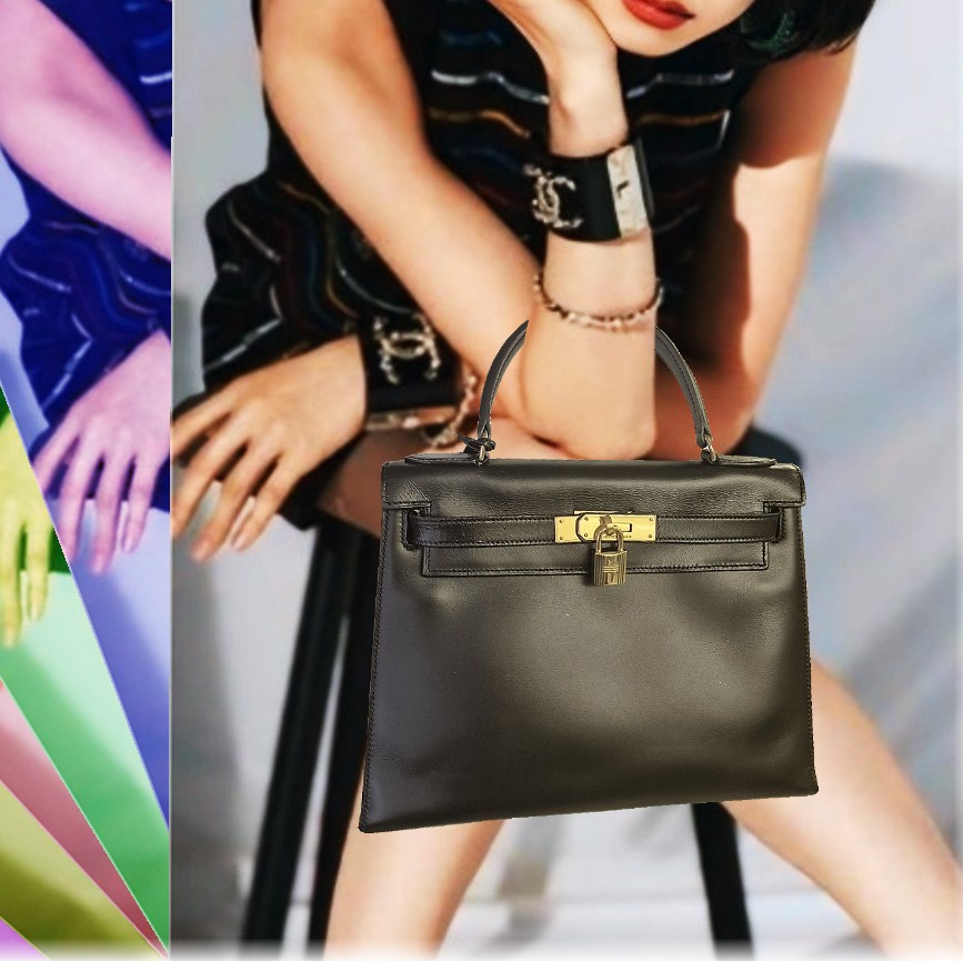 エルメス　ケリー　28　外縫い　ハンドバッグ　ボックスカーフ